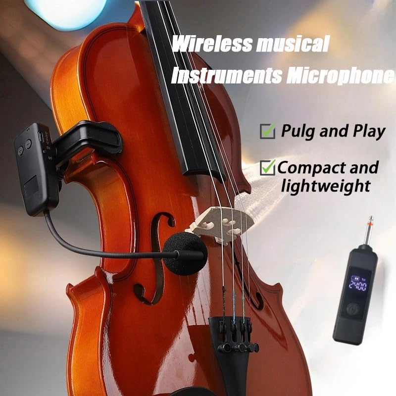 MICVISTA Professional Wireless Violin Microphone, Violin Pickup Clip-on Instrument Microphone, Designed for Violinists and Musicians, Suitable for