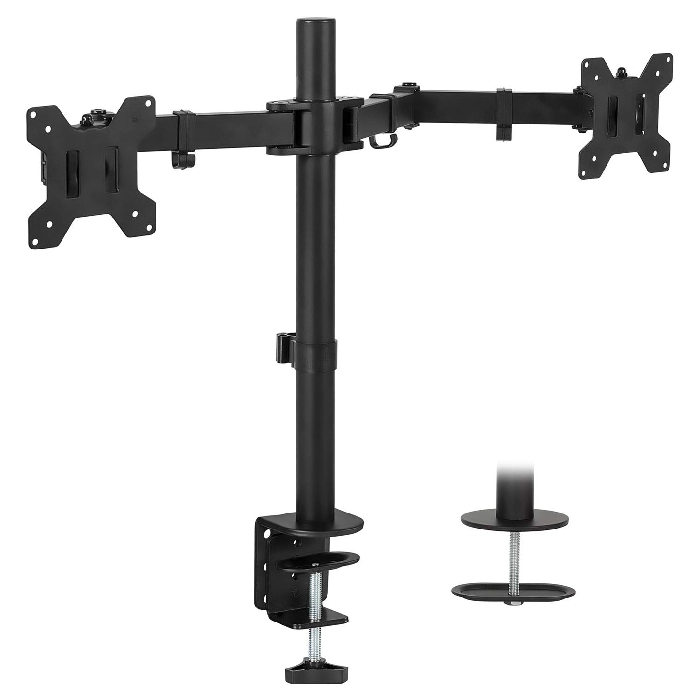 Mount-It! Dual Monitor Mount | Double Monitor Desk Stand | Two Heavy Duty Full Motion Adjustable Arms Fit 2 Computer Screens 17 19 20 21 22 24 27 Inch