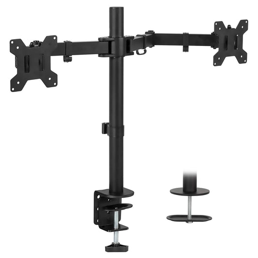 Mount-It! Dual Monitor Mount | Double Monitor Desk Stand | Two Heavy Duty Full Motion Adjustable Arms Fit 2 Computer Screens 17 19 20 21 22 24 27 Inch