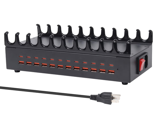 300W Charging Station for Multiple Devices - 24 Ports USB Fast Charging Station with Smart Power Delivery - Kindle, Phone, Tablet Charger Station