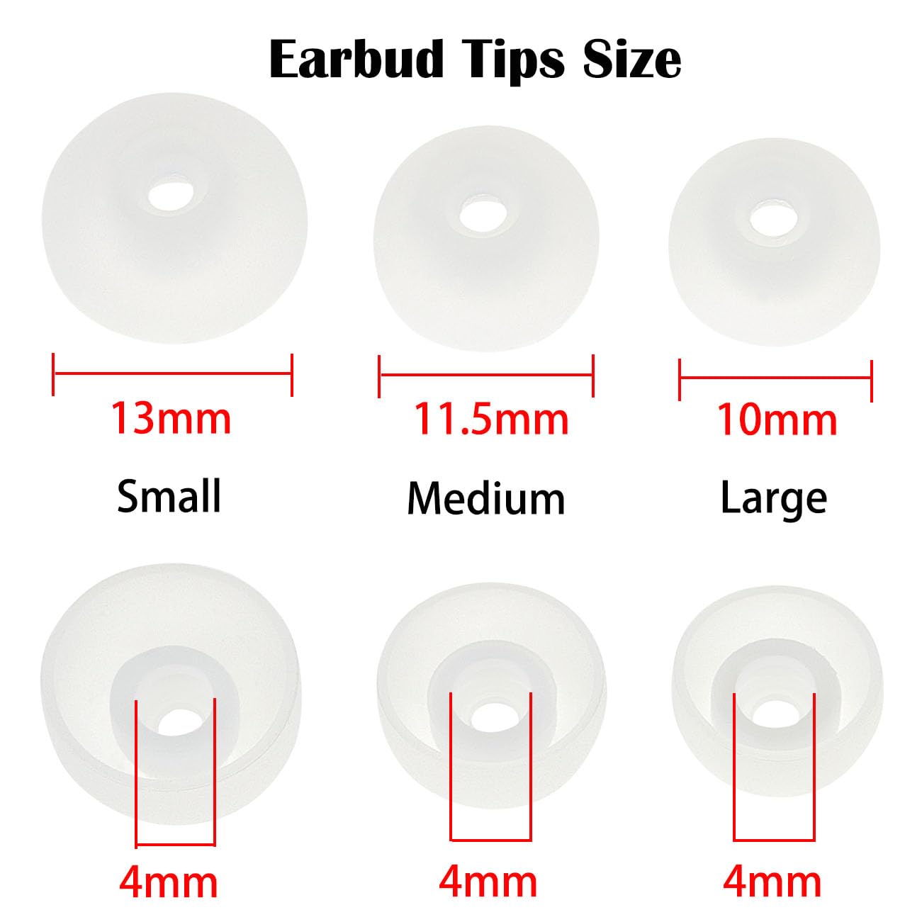 DMZHY Earbud Tips 6 Pairs Galaxy Buds 2 & Plus Compatible, Silicone, White, 3 Sizes, Includes Storage Box & Cleaning Cloth