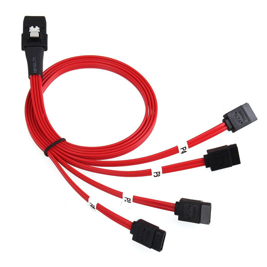 Generic 50cm Mini SAS 4i SFF-8087 36P to 4 SATA 7P HDD Hard Drive Splitter Cable Red