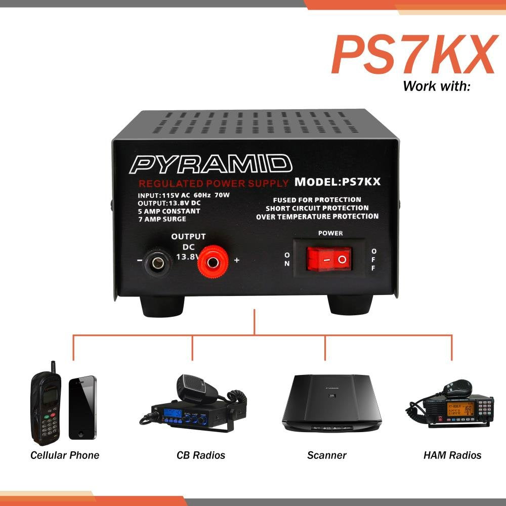 Pyramid Universal Compact Bench Power Supply - 5 Amp Linear Regulated Home Lab Benchtop AC-to-DC 12V Converter w/ 13.8 Volt DC 115V AC 70 Watt Power…