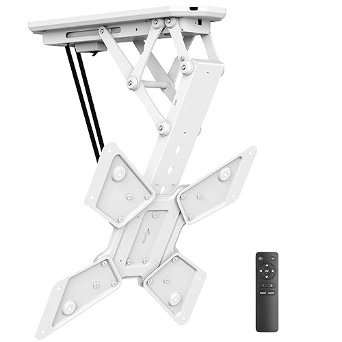 Mount-It! Motorized Ceiling TV Mount with Remote, Electric Flip Down Fold Up Pitched Roof Mount Fits 32, 37, 40, 47, 50 and 55 Inch Flat Screen TVs