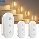 Hiromeco Motion Sensor Night Light Rechargeable: 90-Day Lasting Battery for Bedroom Bathroom Stair - Dual-Sided Glow with 3000K Natural Diffusion
