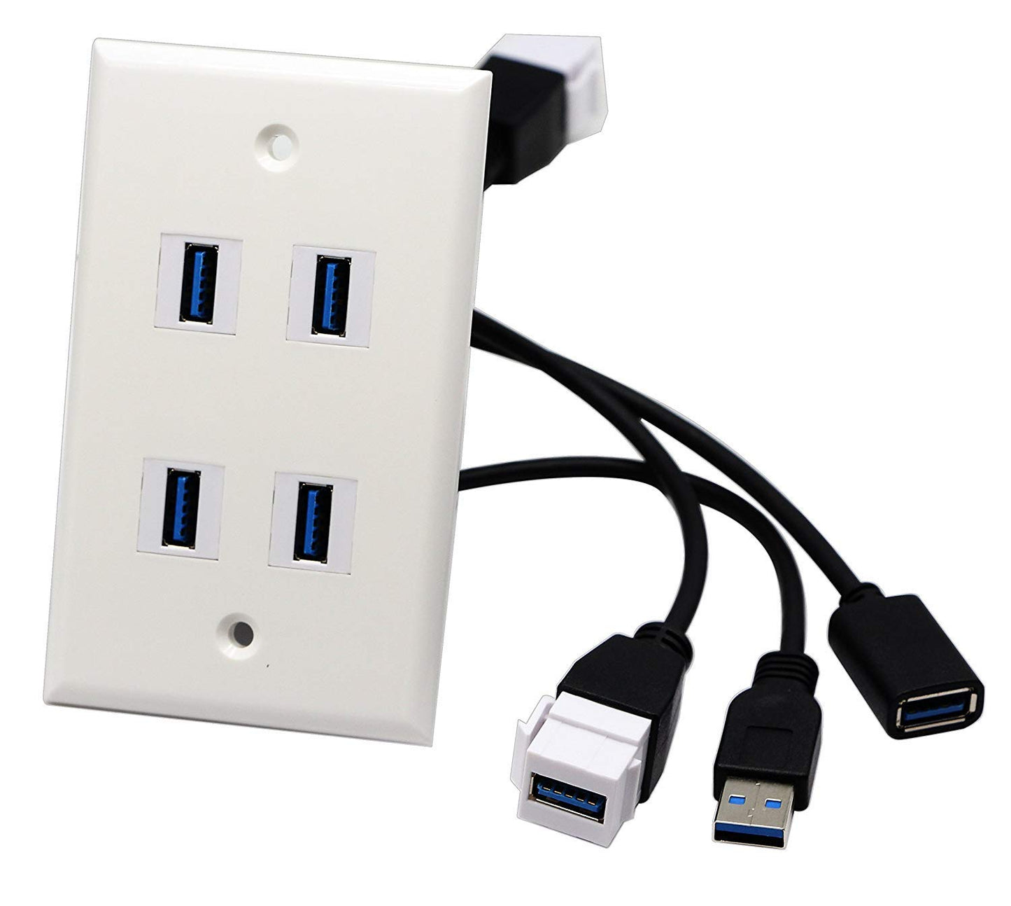Halokny USB 3.0 Keystone Jack Inserts Cable, Haokiang USB 3.0 A Female to USB A 3.0 Male Keystone Insert Wall Plate Outlet Panel Adapters Connector