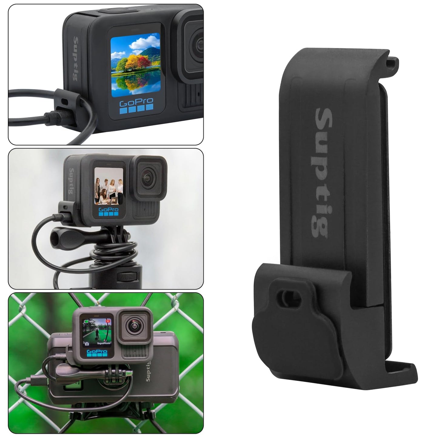 Suptig Upgraded Battery Door Cover, Replacement Side Door for GoPro Hero 13 Hero 12 Hero 11 Hero 10 Hero 9, Water Snow Resistant IPX 6 Waterproof.