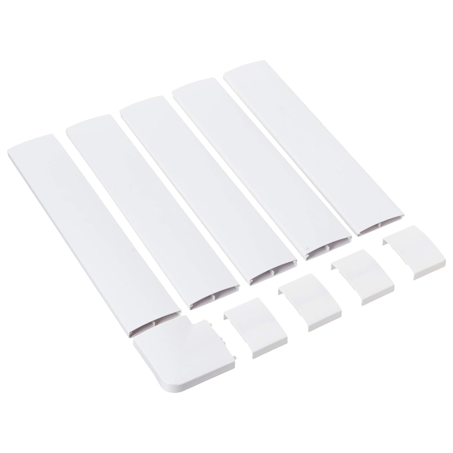 Set of Five 16-Inch Cord Covers - 80-Inch Total On-Wall Cable Management Kit for Wall-Mounted TV or Computer Cables by Simple Cord (White)