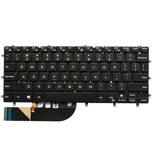 U Brand Modern Black Ergonomic Backlit 104 Key USB-A or USB-C Mechanical Keyboard for Dell XPS 13 9343/9350/9360, Inspiron 13 7347/7348/7352, Inspiron