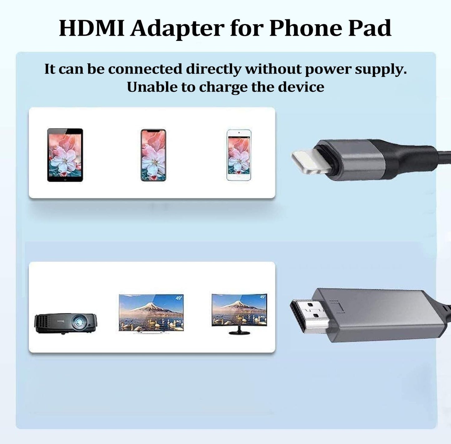 Apple MFi Certified Lightning to HDMI Adapter for Phone to TV,Compatible with iPhone,iPad, Sync Screen Connector Directly Connect