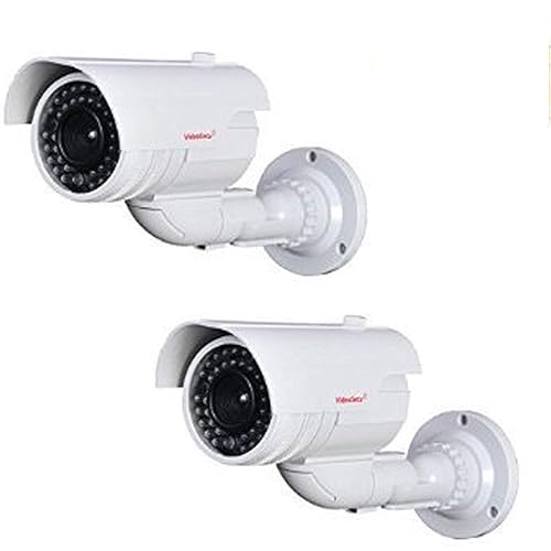 VideoSecu 2 Pack Fake Dummy Imitation Bullet Security Cameras Simulated Decoy Infrared IR LED with Blinking Light DMYIRV2 A2A