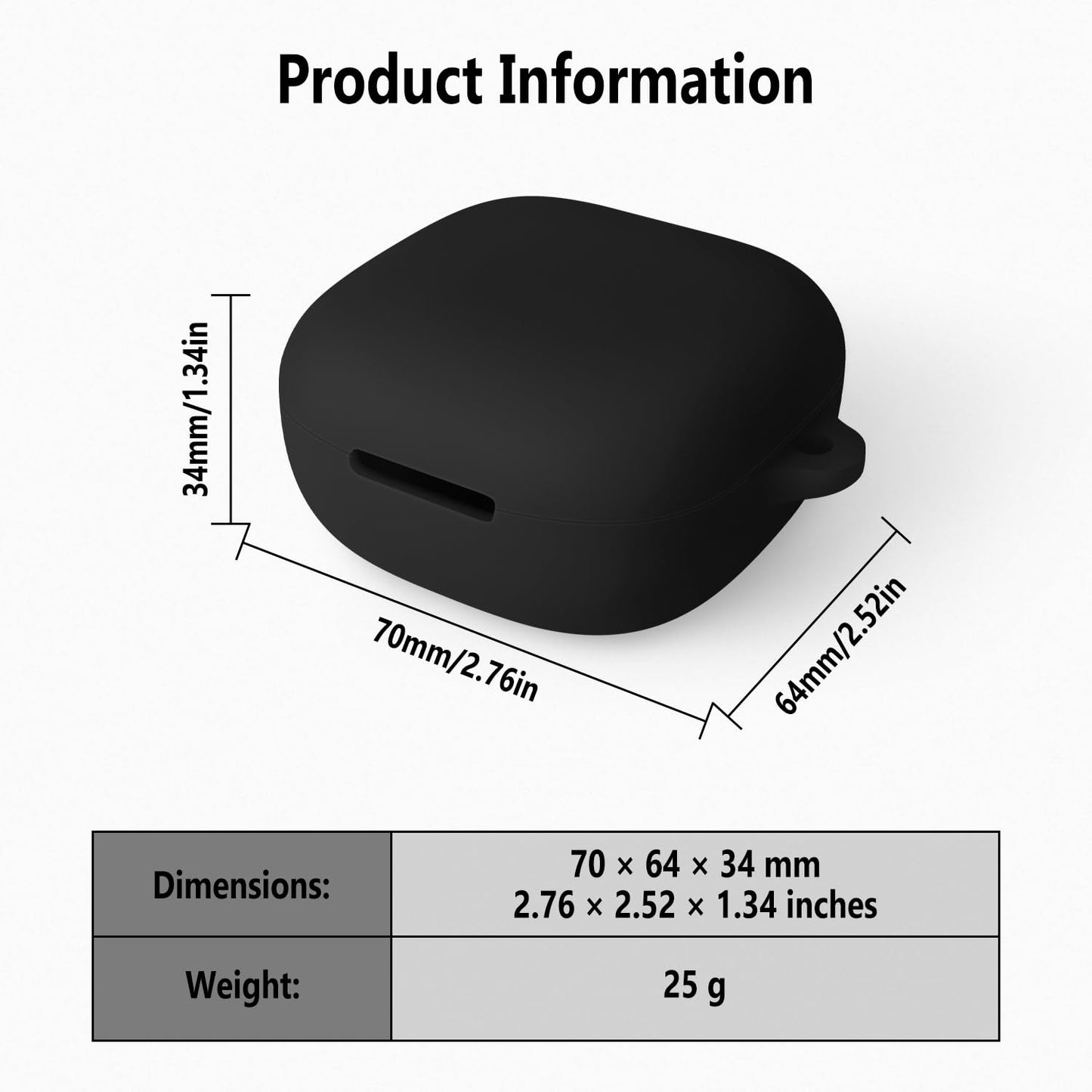 Geiomoo Silicone Case for Anker Soundcore P31i, Anker Soundcore R60i NC, Soft Flexible Scratch Resistant Protective Cover with Carabiner (Black)