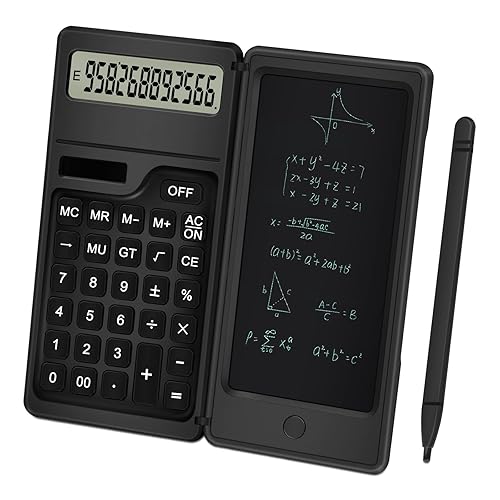 Calculator with Notepad, TRELC 12 Digits LCD Display Solar Desktop Calculator, Support Solar and Battery, Multi-Function Portable Calculators
