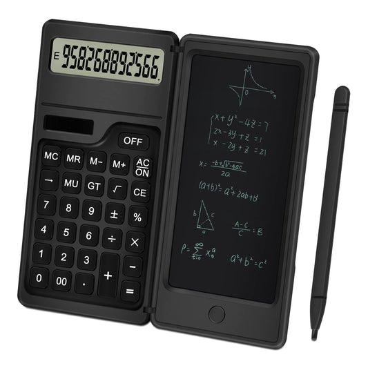 Calculator with Notepad, TRELC 12 Digits LCD Display Solar Desktop Calculator, Support Solar and Battery, Multi-Function Portable Calculators