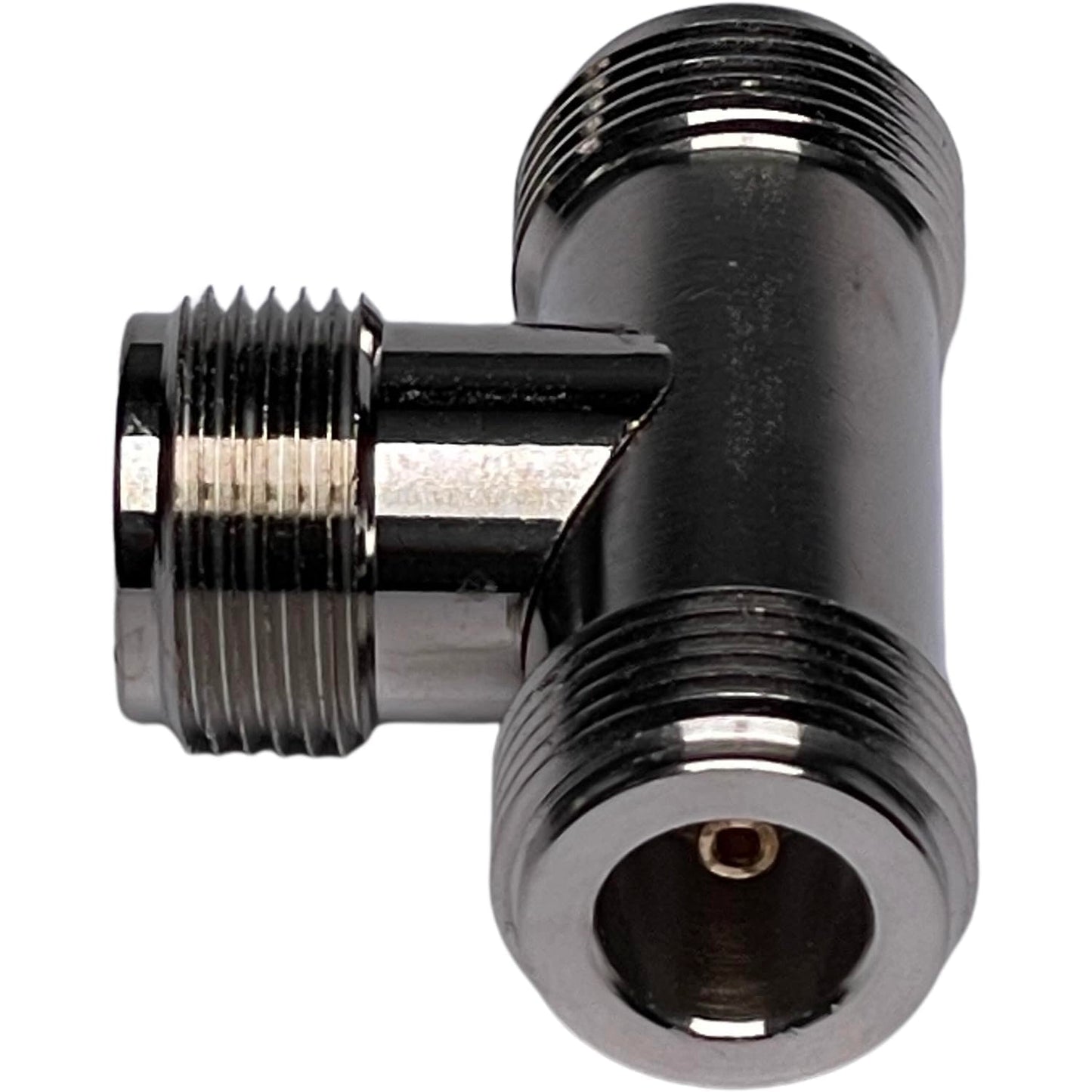CESS N-Type Female 3-Way Coax T Splitter Adapter, Nickel, 2 Pack