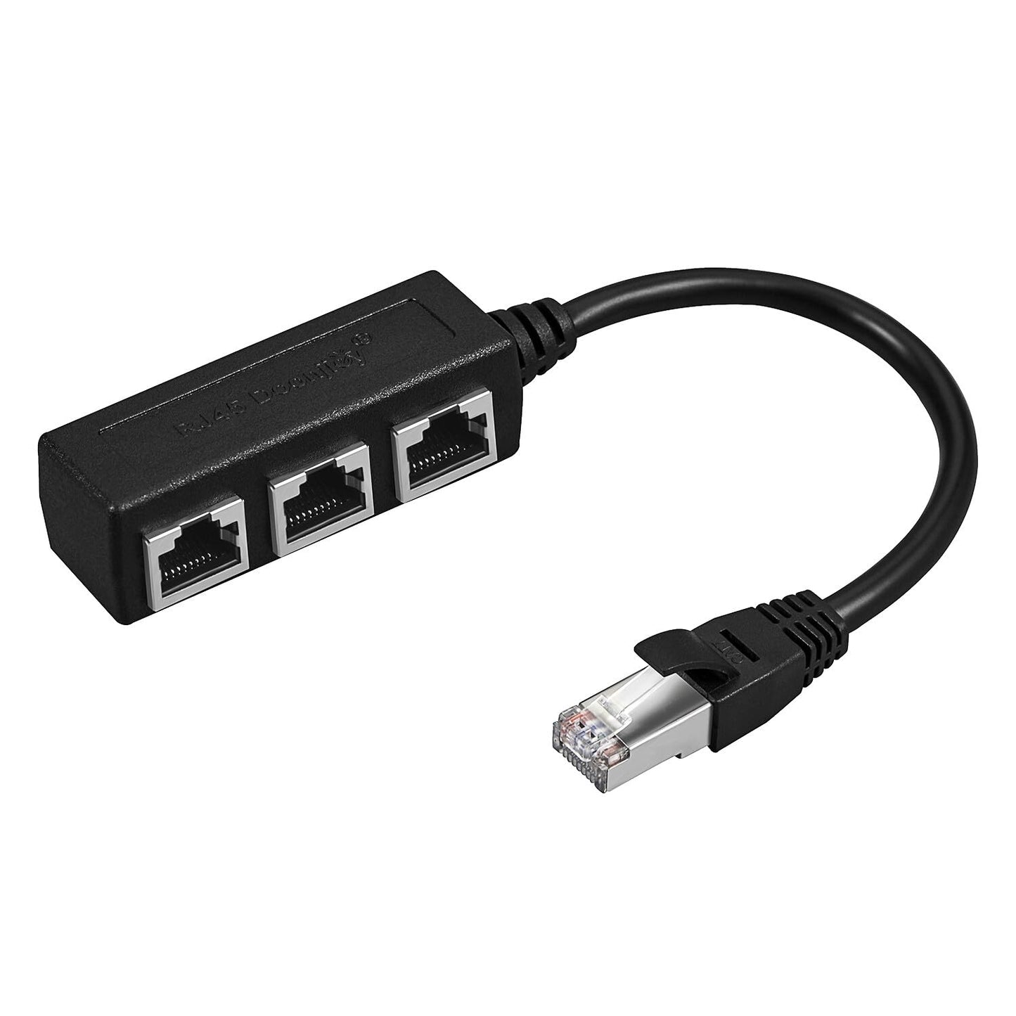 UCCKEYI 2-Pack RJ45 1-to-3 Ethernet LAN Splitter Adapter: Gold-Plated Connectors, ABS Housing, 6.5x2cm, for Network Cable Extension