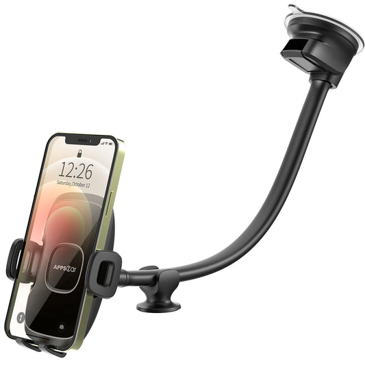 APPS2Car 14'' Gooseneck Car Phone Holder,Heavy Duty Phone Holder for Truck, [Flexibile Long Arm] [Anti Shake stabilizer] Windshield Car Phone Mount