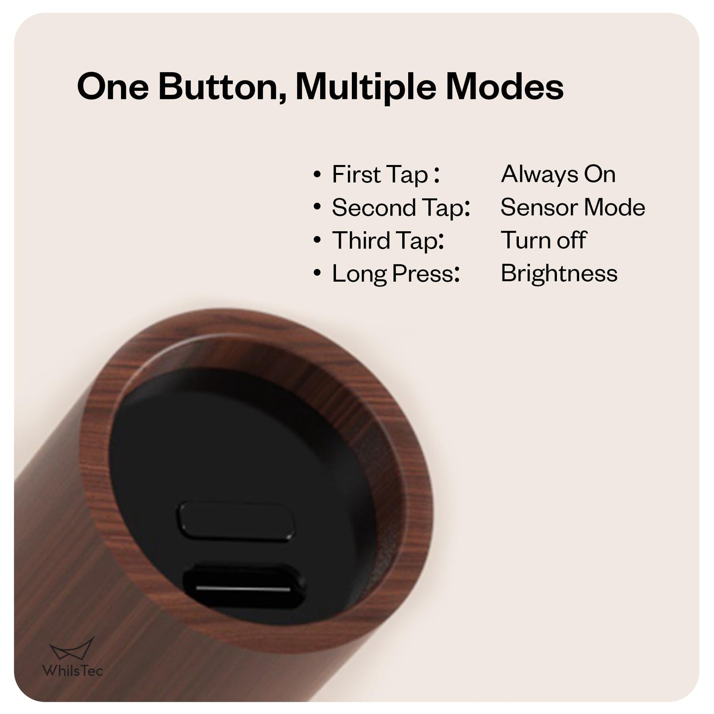 WhilsTec Motion Sensor Night Lights - 4 Pack Rechargeable Magnetic LED Sconces for Bedroom, Hallway & Picture Lighting + 4-in-1 Charging Cable (Walnut