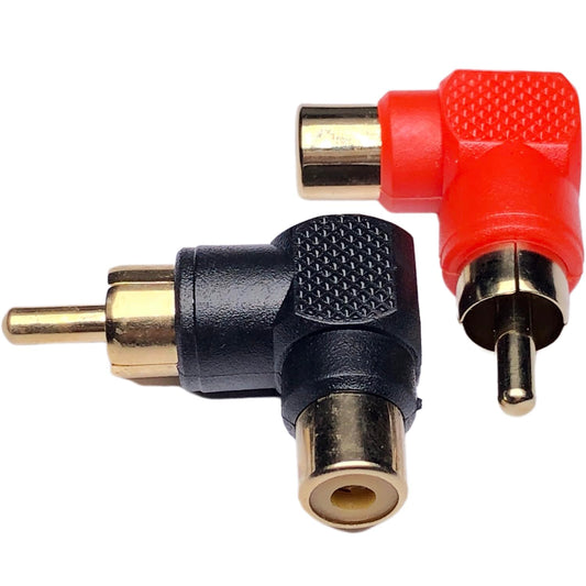 CESS Right Angle RCA Male to Female Adapter, 90 Degree Audio Video Elbow, Red Black 4 Pack