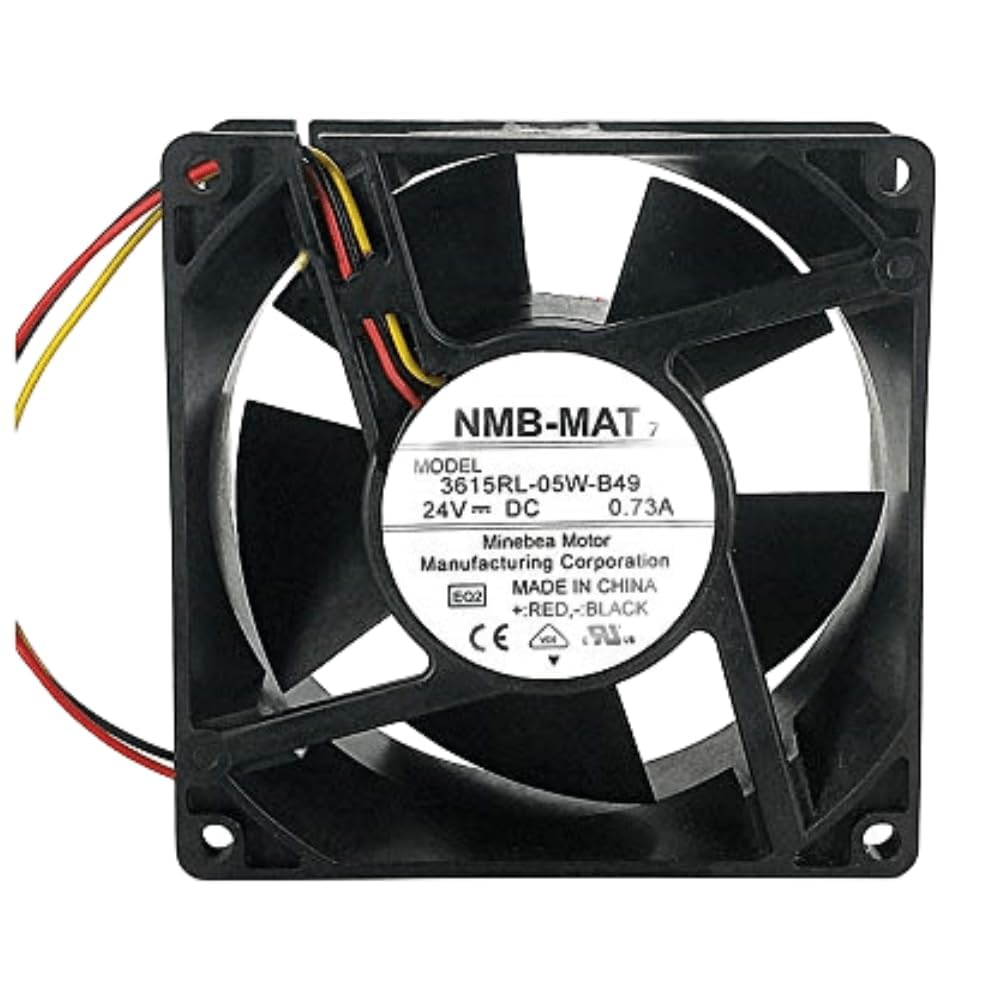3615RL-05W-B49 24V 0.73A 90MM Fan - 9038 9CM 3-Wire Cooling Fan, Black