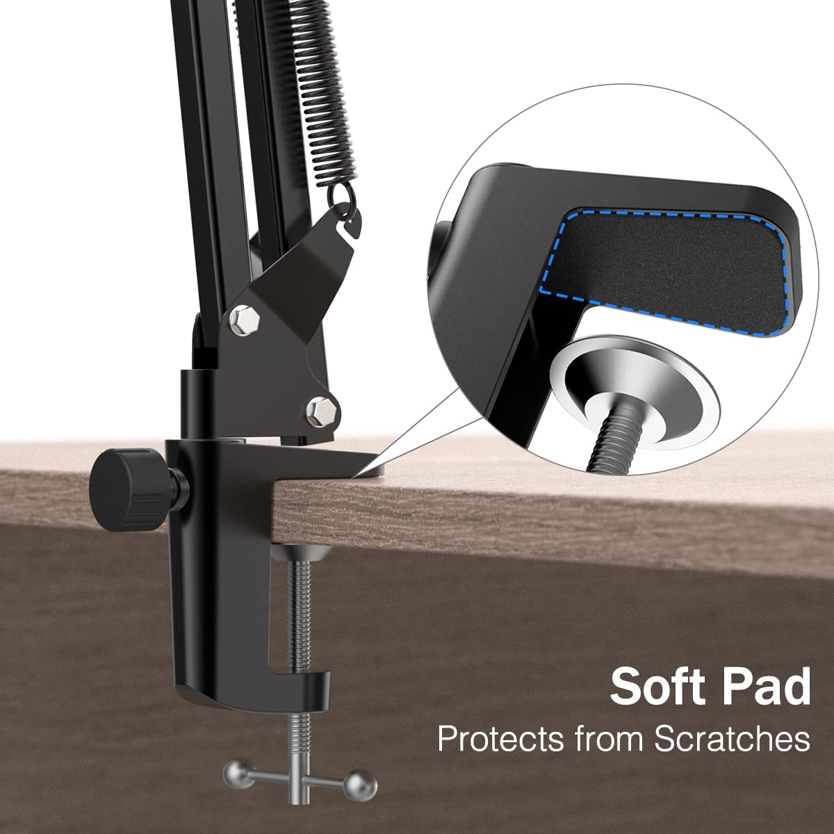 Microphone Arm Stand, FIFINE Suspension Boom Scissor Mic Stand with Heavy Duty Clamp, 3/8" to 5/8" Adapter, for Voice-over, Gaming, Recording, Studio