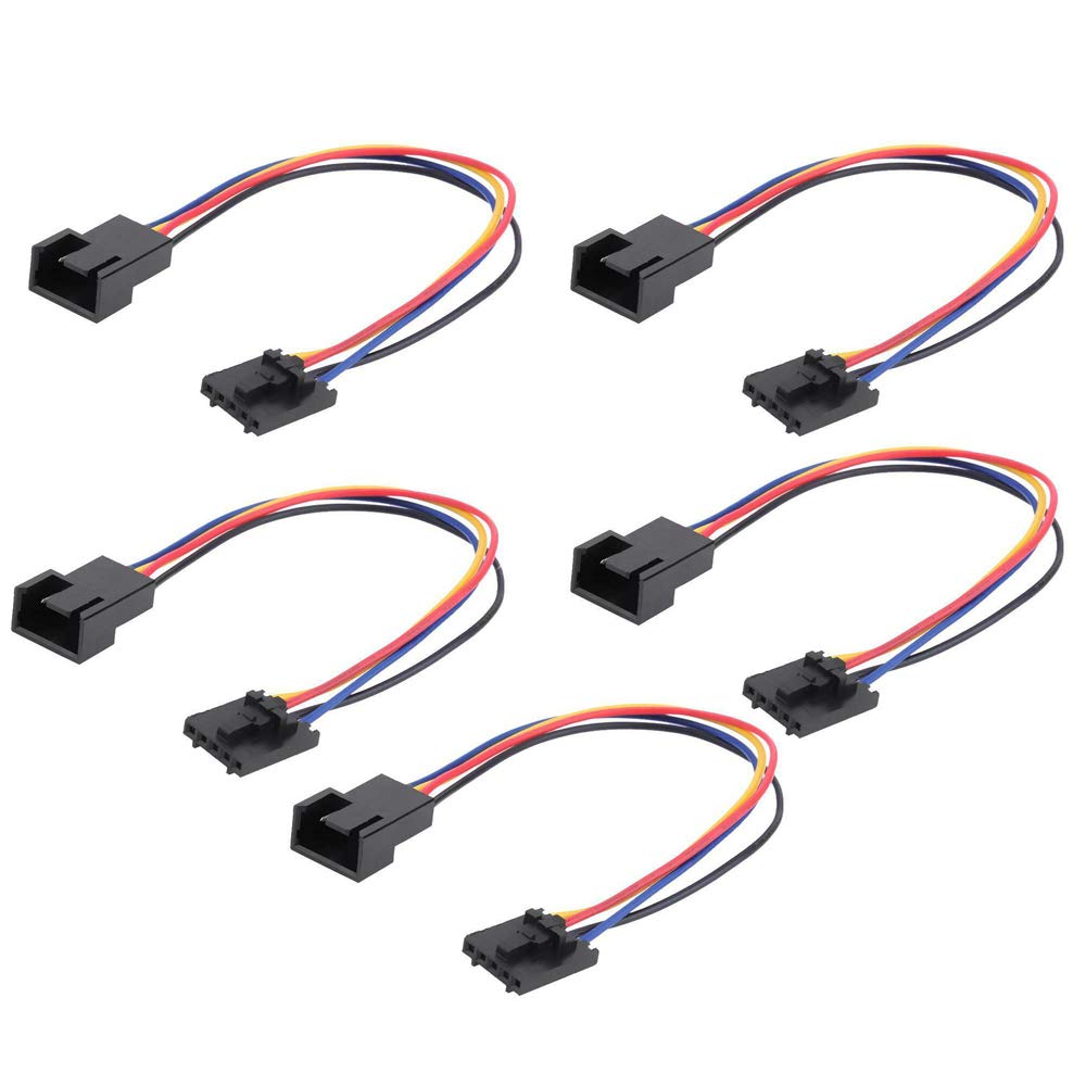 Wixine 5Pcs 5Pin to 4Pin Fan Connector Adapter Converter Extension Cable Wire