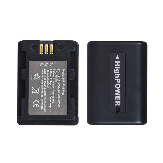 Andoer NP-FV5 Plus Rechargeable Camcorder Battery Pack 3.7V 2000mAh Battery for Sony DV for Andoer 524KM 4K WiFi 1080P Digital Video Camera (2 Packs)