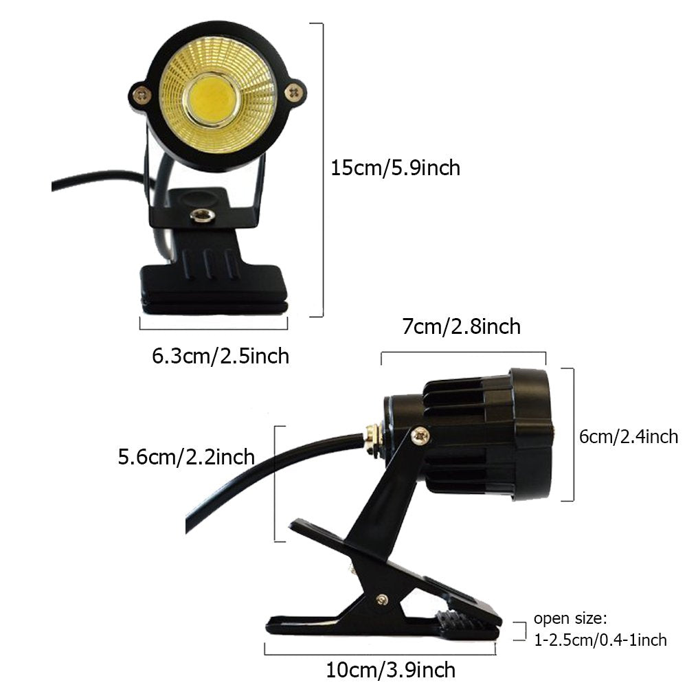 Onerbuy Youngine 1pcs 5W LED Clip on Light Outdoor Water Resistant Blackboard Signboard Lighting Adjustable Desk Stand Arm Lamp with Power Plug (Warm