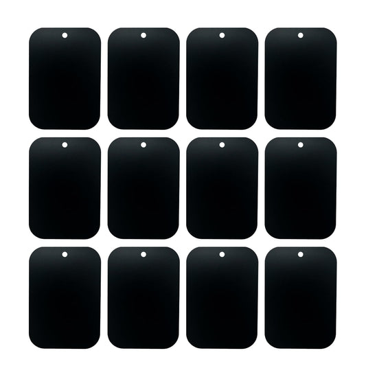 BGJRBY Mount Metal Plate?12Pack? for Magnetic Car Mount Phone Holder with Full Adhesive for Phone Magnet, 12X Rectangular (Black)