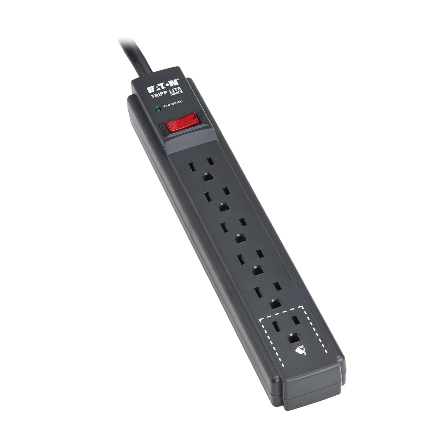 Eaton Tripp Lite Series 6-Outlet Surge Protector Power Strip, 3ft Extension Cord, 600 Joules, 15A Circuit Breaker, Black, Lifetime Manufacturer's