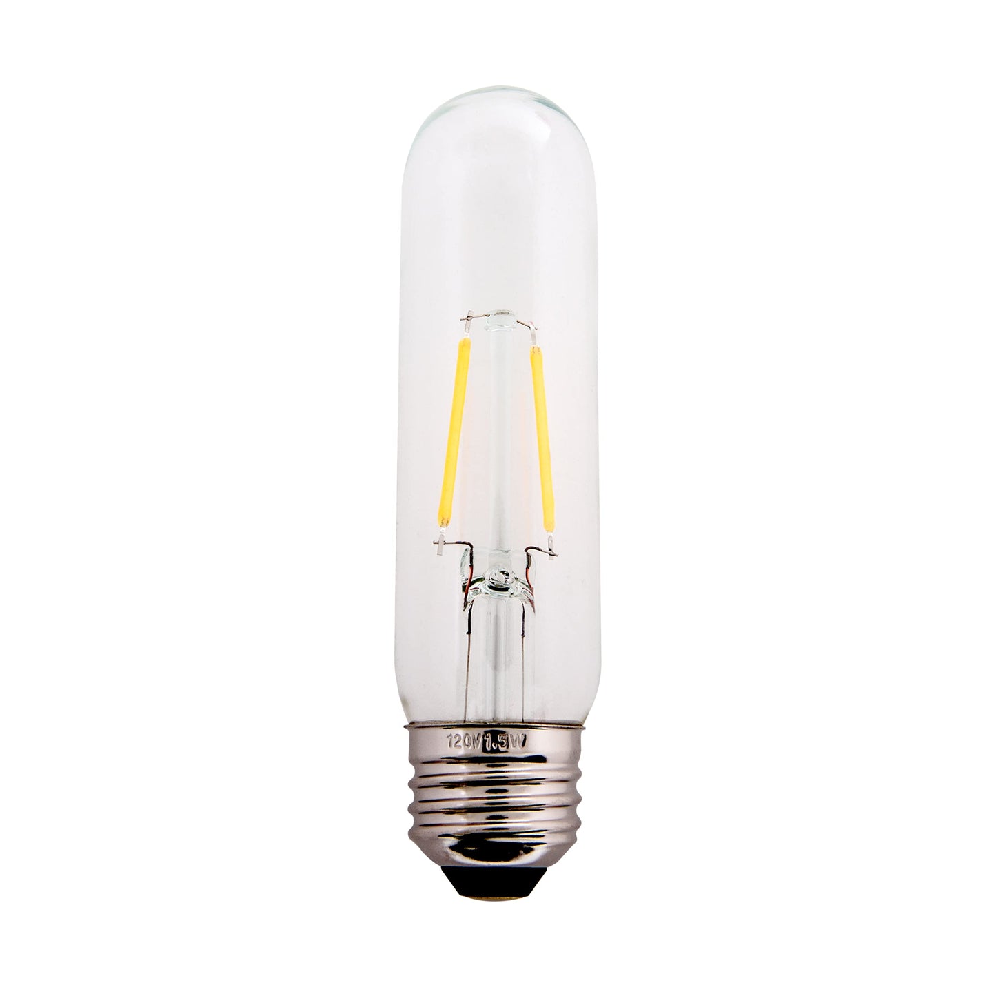 Creative Hobbies Clear 1.5W LED T10 Tubular Light Bulb - Nickel Plated E26 Medium Base (25 Watt Equivalent) | 4 Pack