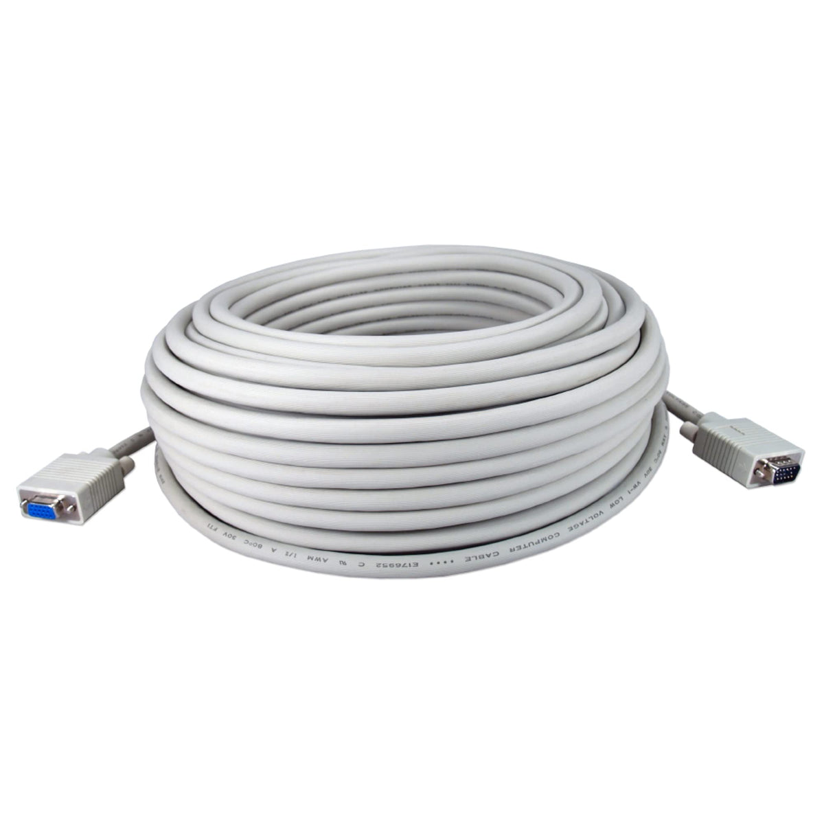 QVS 50ft Premium VGA HD15 Male to Female Tri-Shield Extension Cable