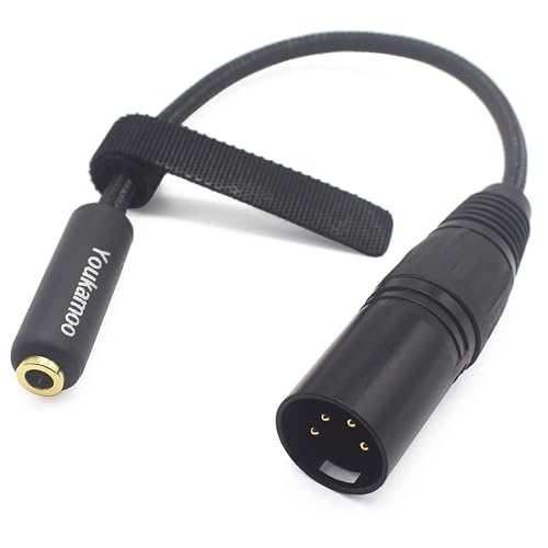 Youkamoo 4 Pin XLR Male to 4.4mm Female Balanced Headphone Adapter Cable 15cm Short Silver Plated for Headphones, Amplifiers, and DAC