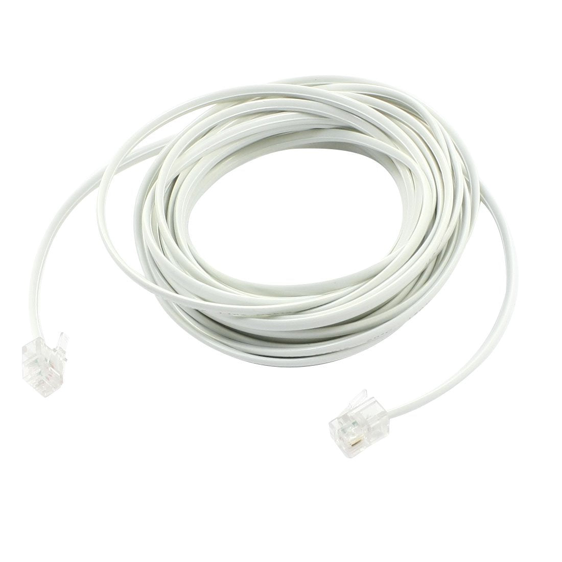 uxcell RJ11 Modular Phone Cable Wire, 5M 16.4 Foot for Landline Telephone, White