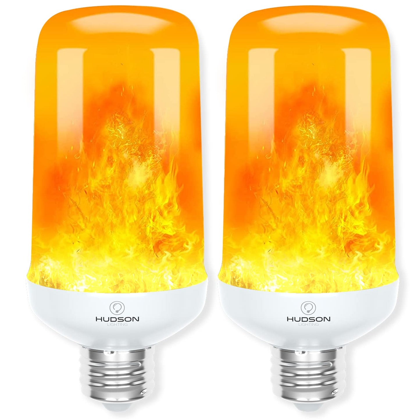 Hudson LED Halloween Bulbs - Flame Effect, 4?Mode Upside Down & 3W Flicker - E26/E27 Orange Fire - 2?Pack for Indoor/Outdoor - Flame Light