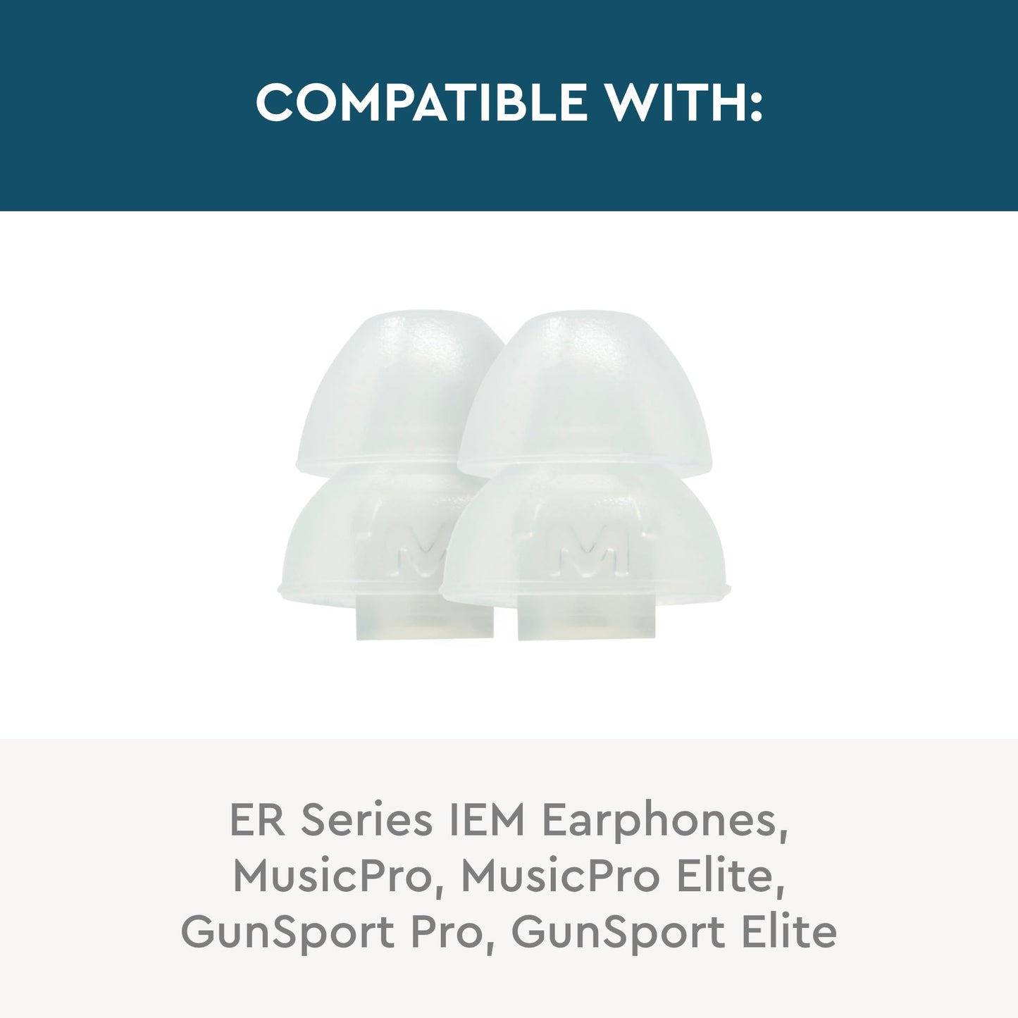 Etymotic Dual Flange Silicone Eartips, Clear - 6 Pack - Medium Fit