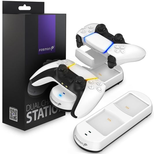 Fosmon PS5 Controller Charger (Place and Charge) Two Slots USB Type C Fast Charge Docking Station Charging Dock Kit with LED Indicators Compatible