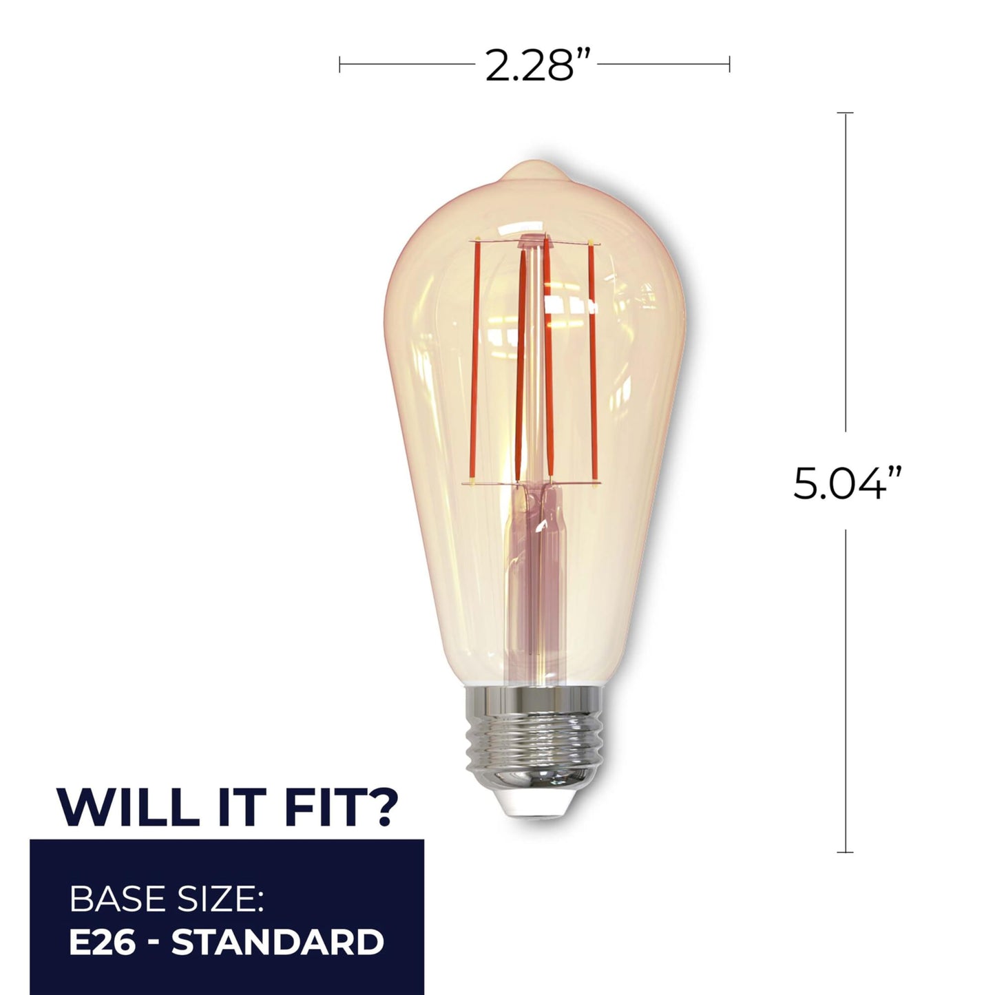 Bulbrite 7W LED Filament Light Bulb, Nostalgic Antique Finish, ST18, E26 Standard Base, 2100k Color Temperature, Amber Light, CRI 80, 650 Lumens (4