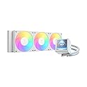 GAMDIAS CHIONE P5-360 Liquid CPU Cooler, 360mm AIO w/Customizable 3.4'' IPS LCD, Rotatable Magnetic Pump, Hidden Cable Fan (Daisy-Chained), Support