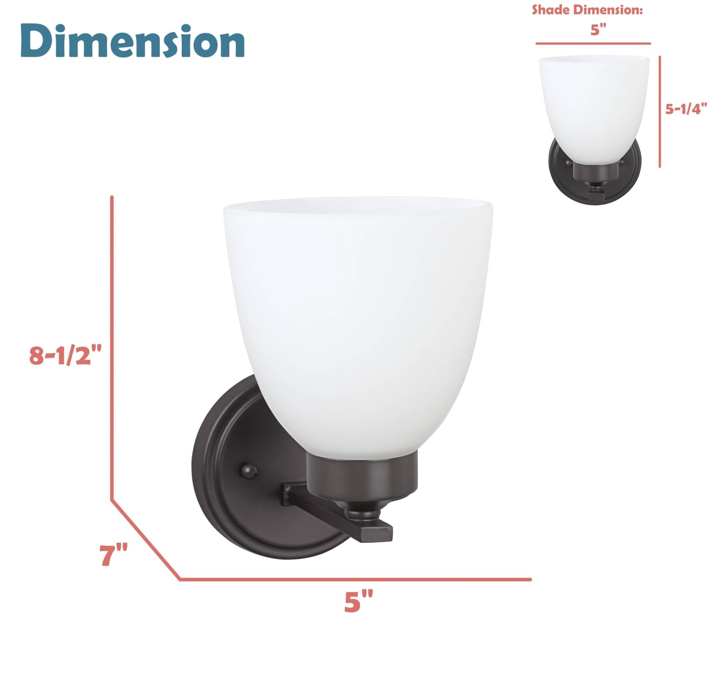 Aspen Creative 62202-2, One-Light Metal Bathroom Vanity Wall Light Fixture, 5" Wide, Transitional Design in Oil Rubbed Bronze, 1
