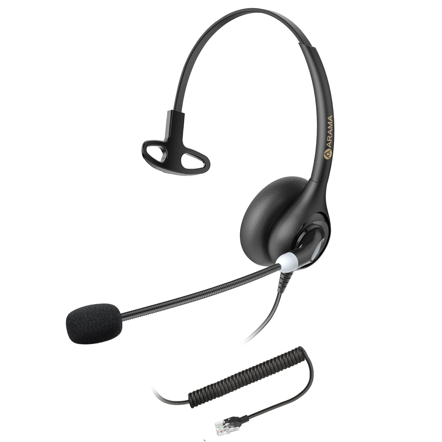 Arama Phone Headsets for Office Phones RJ600C1 RJ9 Wired Headset with Noise Canceling Mic Phones Desk Landline Headset with Microphone Compatible
