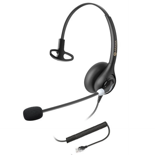 Arama Phone Headsets for Office Phones RJ600C1 RJ9 Wired Headset with Noise Canceling Mic Phones Desk Landline Headset with Microphone Compatible