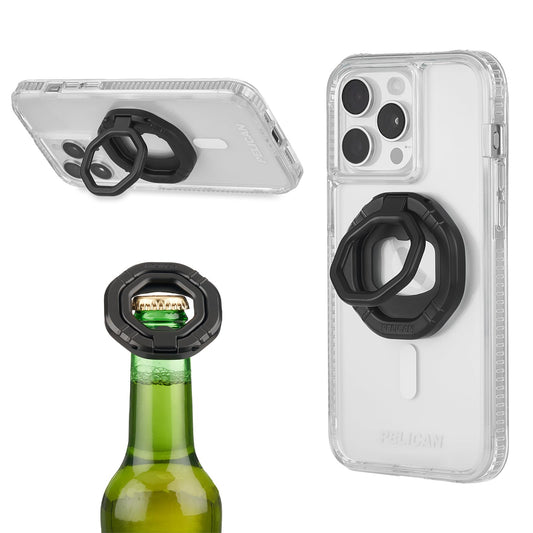Pelican 3-in-1 Magnetic Phone Grip with Phone Stand and Bottle Opener - Rotatable and Removable for MagSafe Accessories - Magnetic iPhone Holder