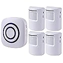 Seanme Motion Sensor Alarm, Wireless Driveway Alarm, Home Security Business Detect Alert with 4 Sensor and 1 Receiver,38 Chime Tunes - LED Indicators