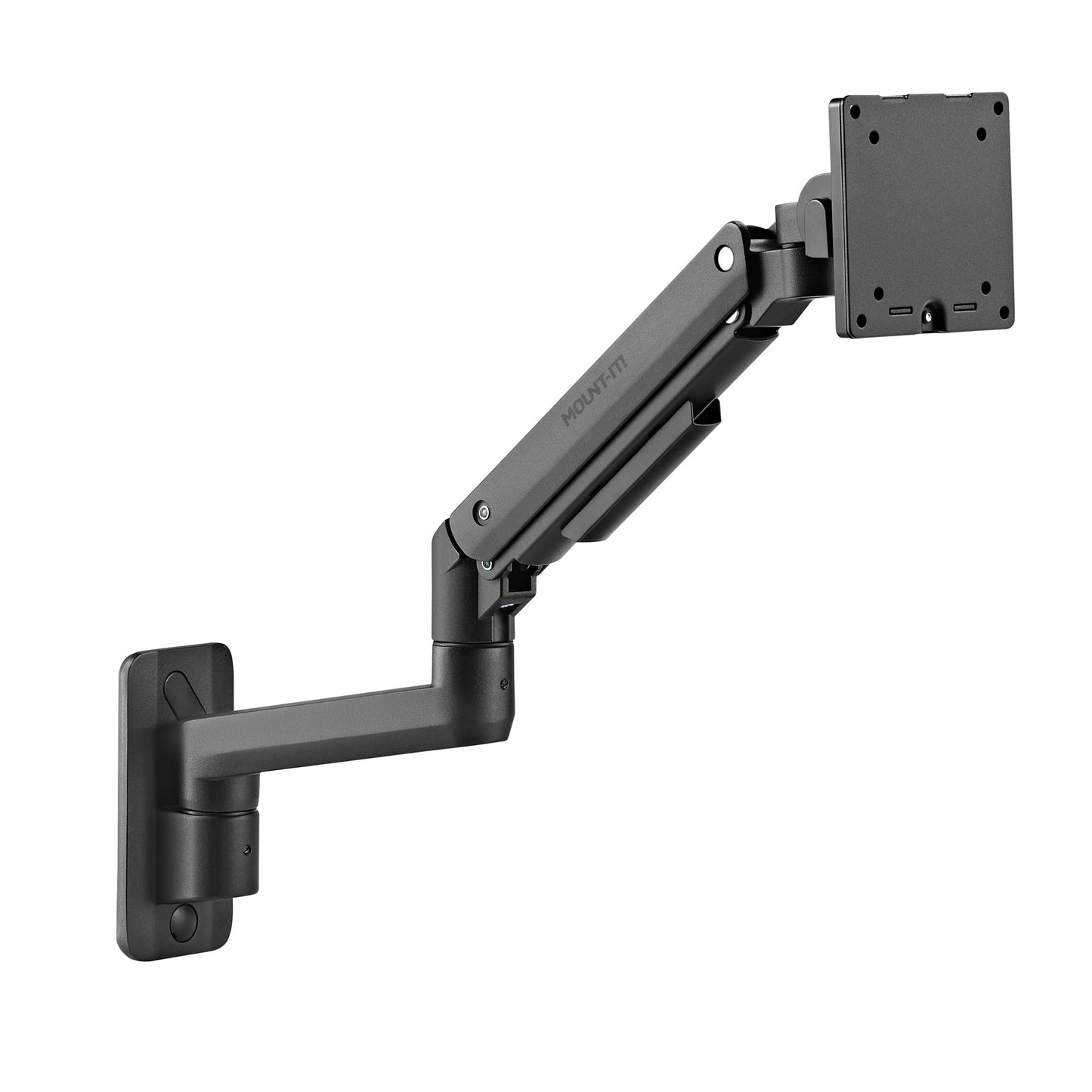 Mount?It! Heavy?Duty Wall Mount Arm for 49? Curved & Ultrawide Monitors, Gas?Spring Full Motion, 23.5? Reach, 44 lb Capacity, VESA 75/100, Single?Stud