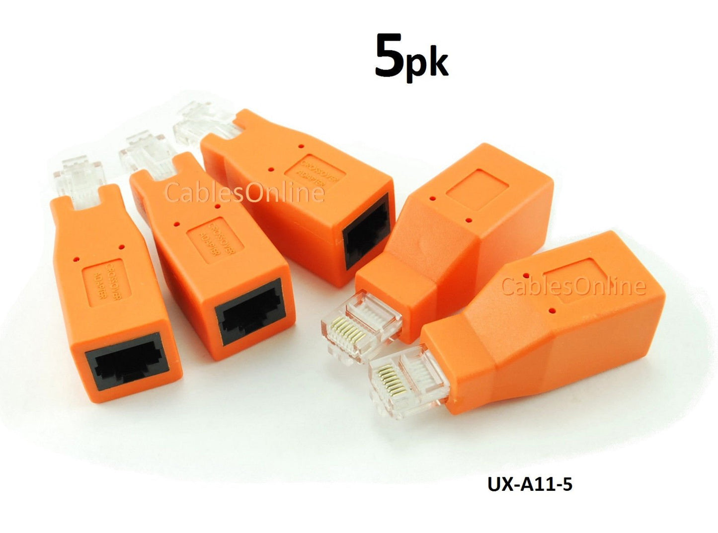 CablesOnline 5-Pack Cat6 / Cat5e Ethernet RJ45 Male/Female Crossover Adapter (UX-A11-5)
