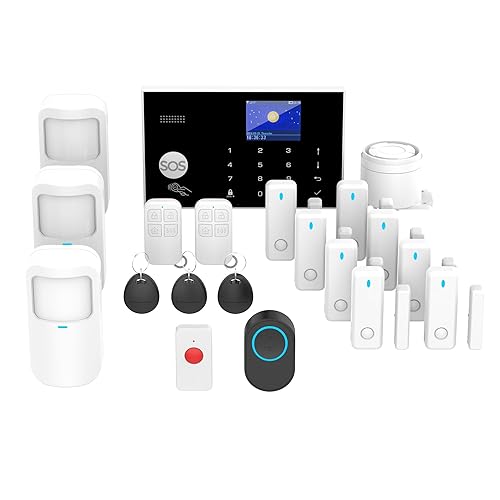 2G WiFi Alarm System, Compatible with Google Home and Alexa Wireless Security System, Motion Detector, Anti-Theft Kit with Siren, Sensor Ports Protect
