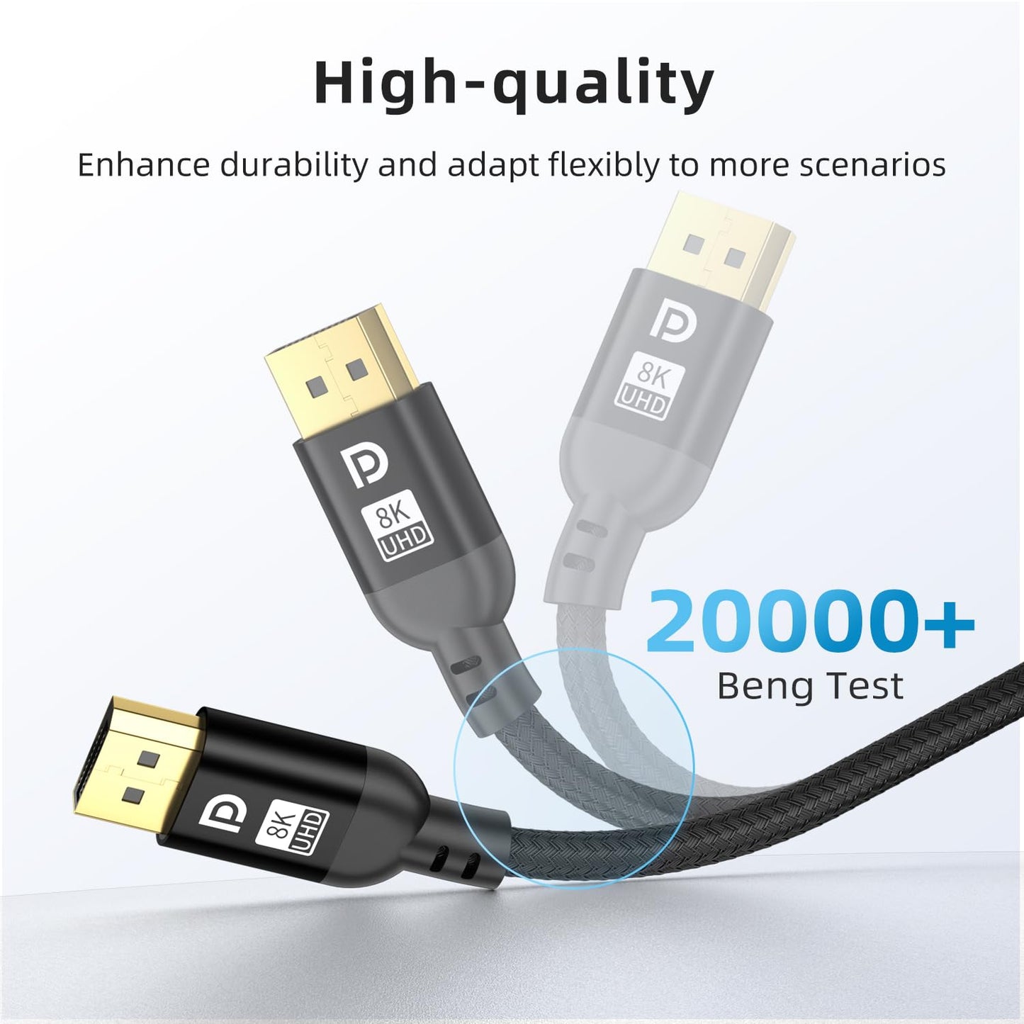 Diyanisly 8K DisplayPort Cable 3.3FT, DP 1.4 Cable, 32.4Gbps 8K@60Hz 4K@120Hz 2K@240Hz, High Refresh Rate Flexible for HDR DSC, FreeSync, G-Sync