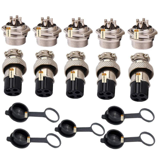 Lsgoodcare 5PCS 10A 20MM 4 Pin Female Aviation Connector Socket Plug + 5PCS 10A 20MM 4 Pin Male Aviation Connector Socket Plug (4Pin)