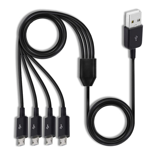 Herfair Micro USB Splitter Cable, 4-in-1 Multi Micro USB Charging Cord, USBMicro Wire Lead Type A Male to 4 MicroUSB Male Adapter Cable for Data